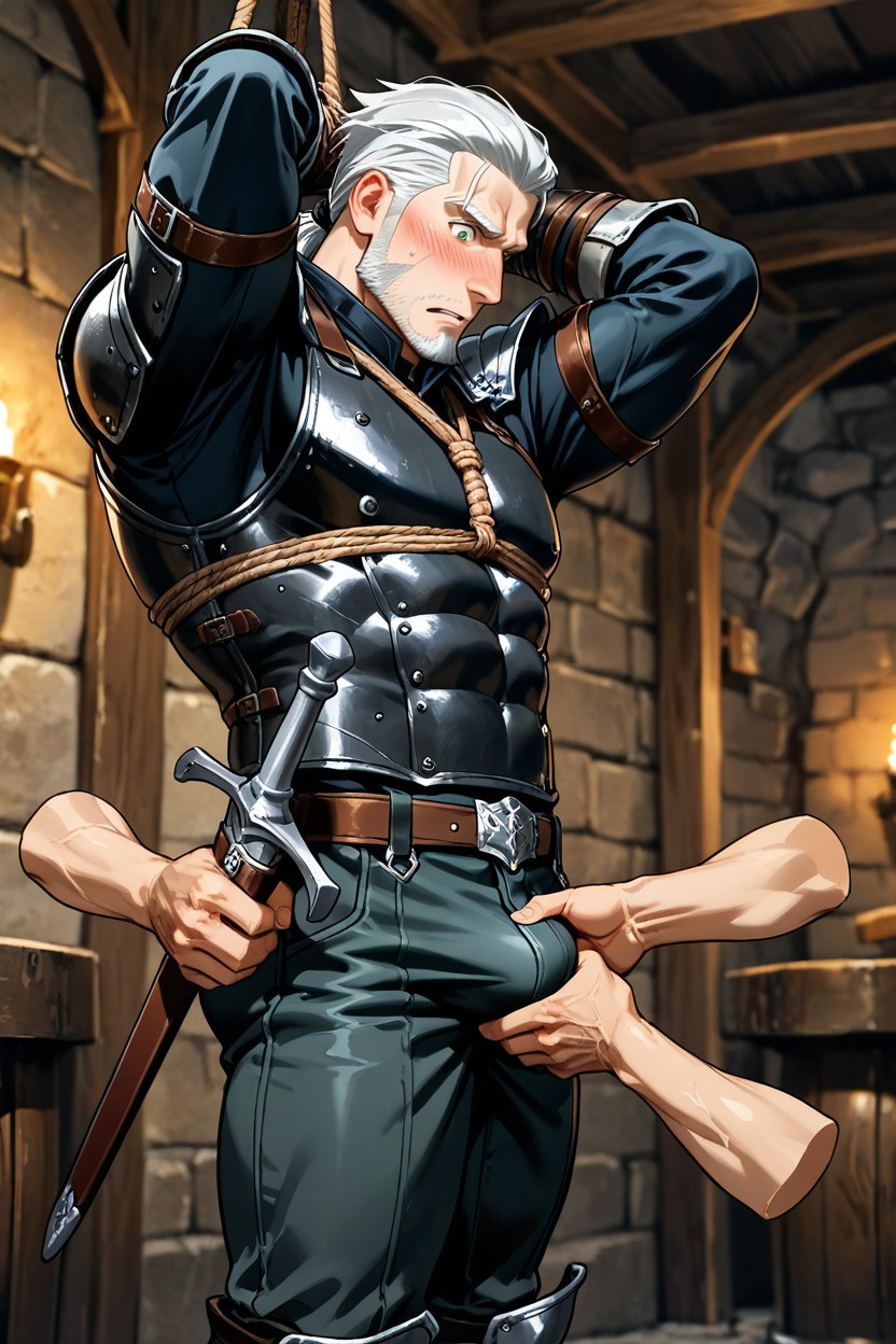 Shocked, Chiseled Jawline, Blushing AI Gay Porn