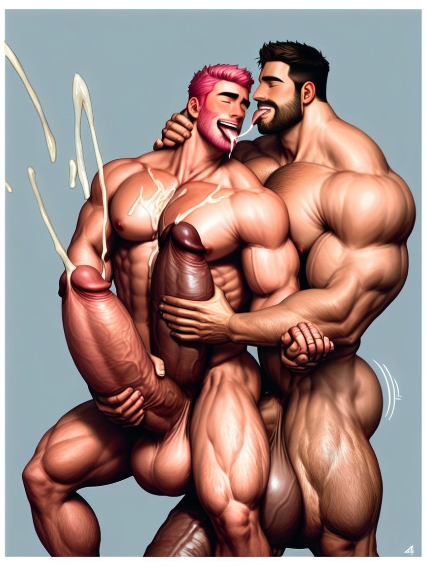 Movement Lines, Giant Glans Near Open Mouth, Cum Facial Porno gay IA