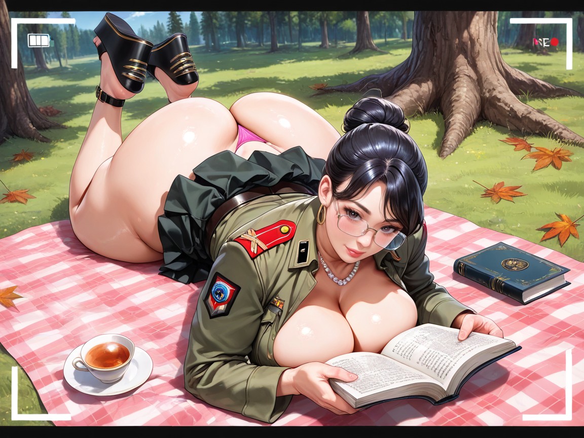 Fat Ass Perky Bubblebutt, Military Miniskirt, Formal Black Hair-bun AI Gay Porn