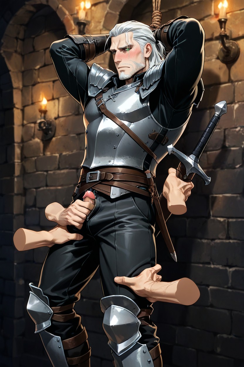 Skinny, Medieval Trousers, He Is Turned To Show His Side Profile AI Gay Porn