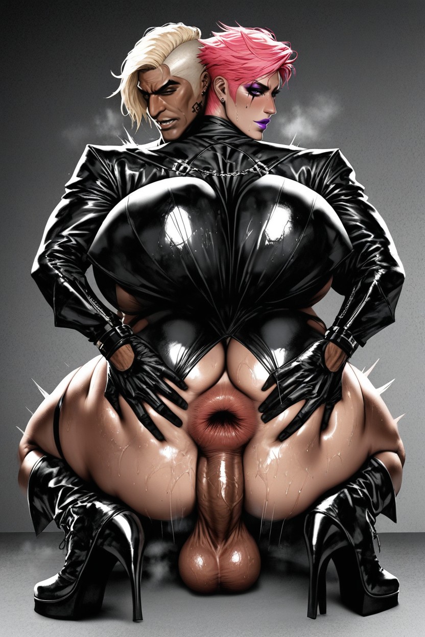 Extremely Large Ass, Huge Bimbo Lipps, Massive Asshole AI Gay Porn
