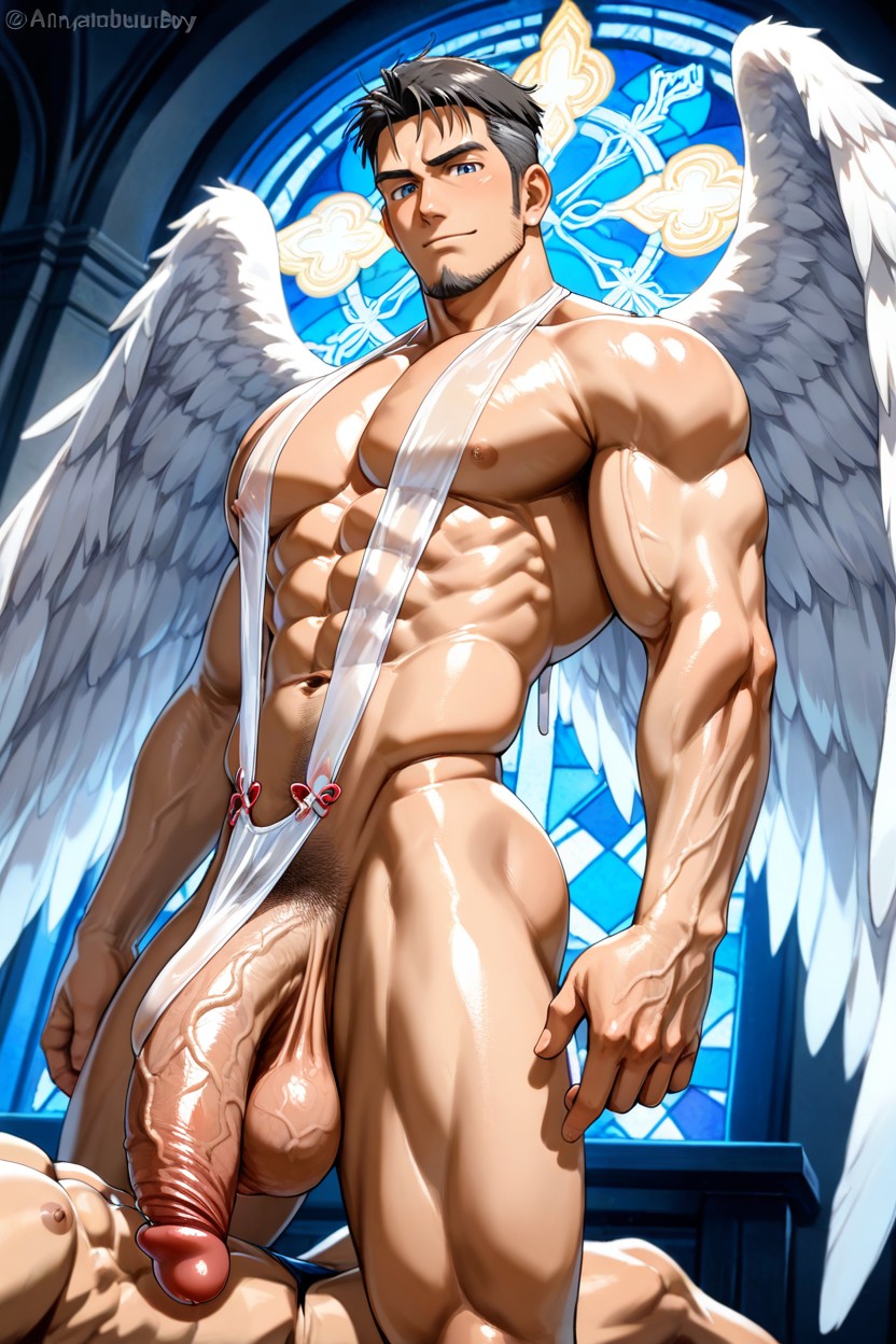 Toned And Not Overly Bulky Muscle, Eight-pack Firm Defined Abs, Light Fair Skin AI Gay Porn