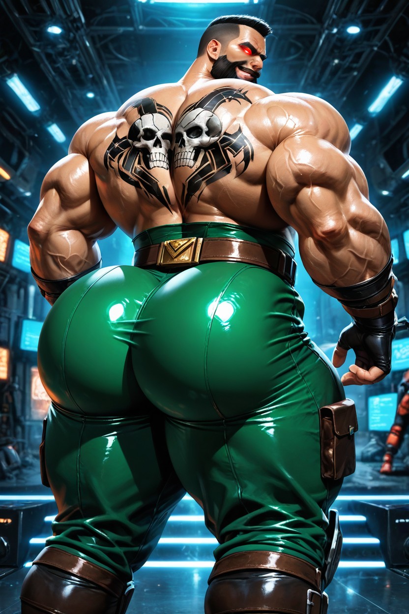 And Thick Hair On The Chest, Body Structure Appears With A Huge Muscular Body, Standing AI Gay Porn