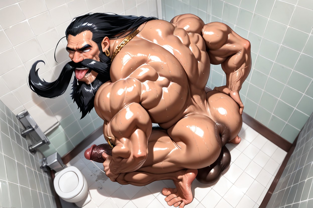 Grands Pieds, Long Black Hair, Veiny Muscles Porno IA Gay