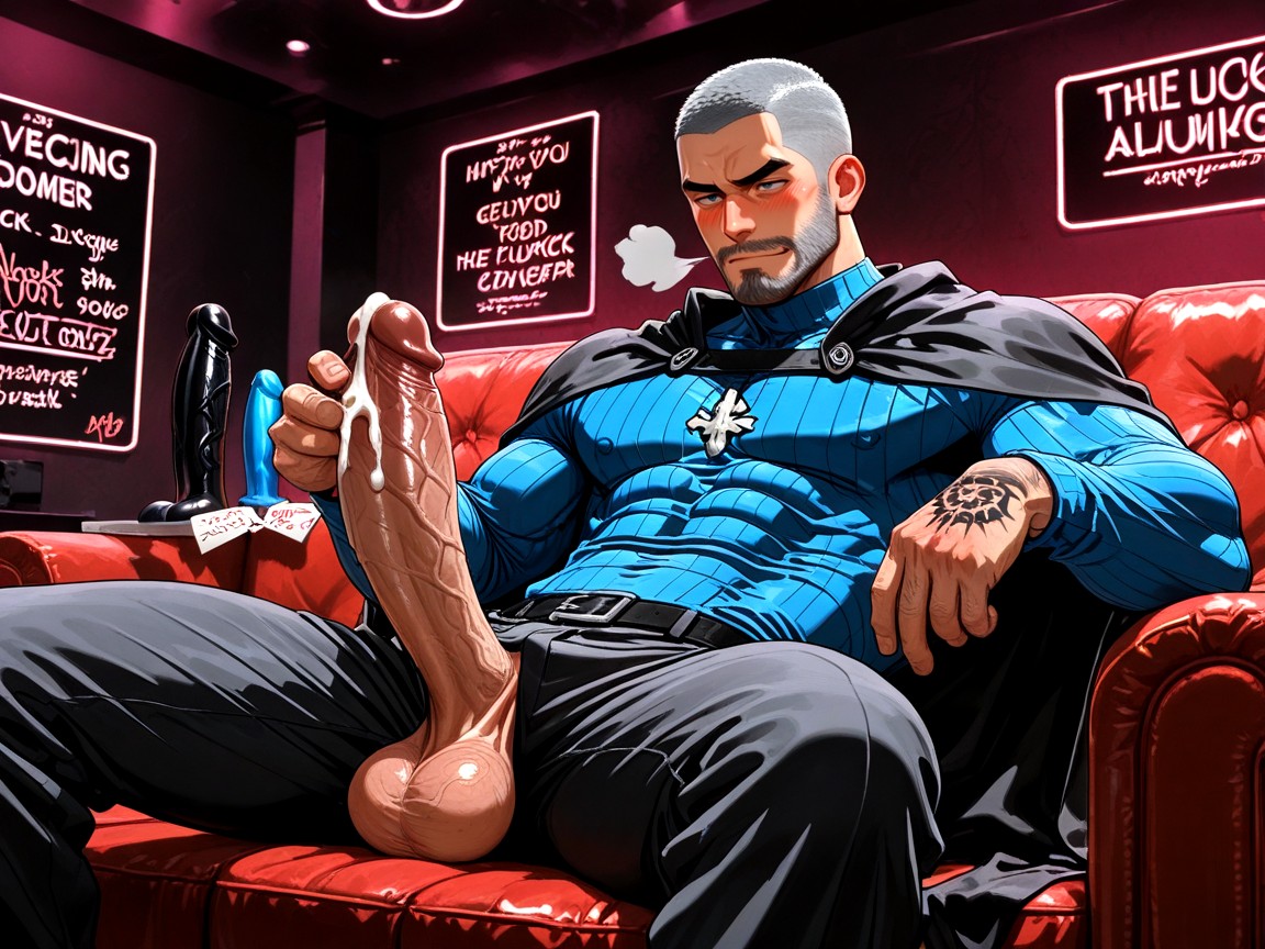 Leather Couch, Very Hairy, Private Cocaine In Vip Room AI Gay Porn