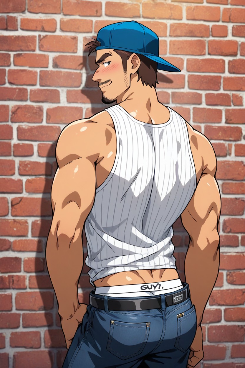 Mustache And Goatee Stubble, Masculine Ass, Solo Porno IA Gay
