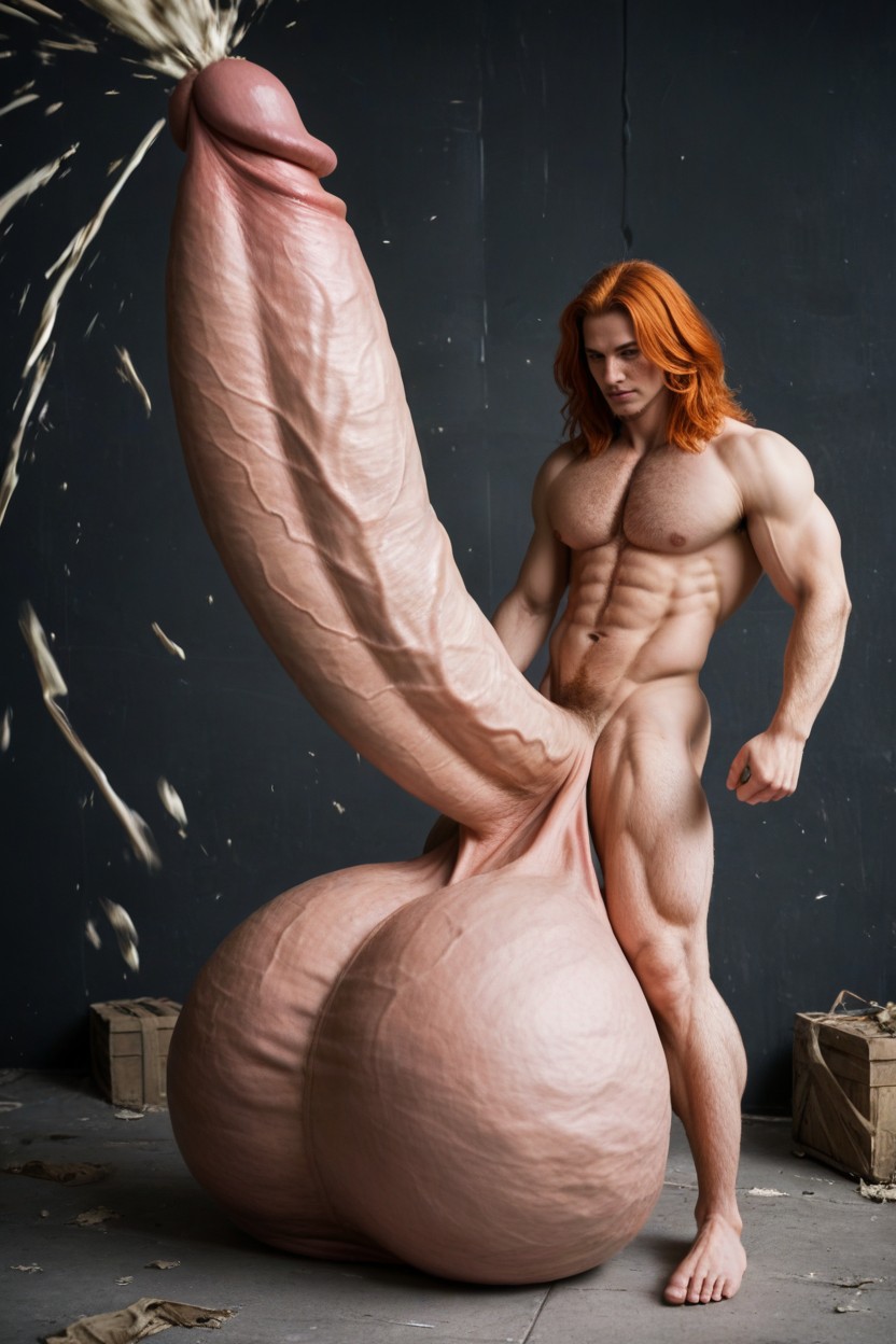 Debout, Exploding With Cock Growth, Oversized Hyper Gigantic Penis Porno IA Gay
