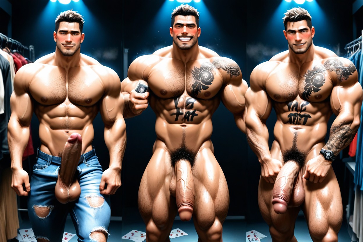 Straight God Of Fire Standing In Fashion Shop Changing Room, Musclé, Blushing Porno IA Gay