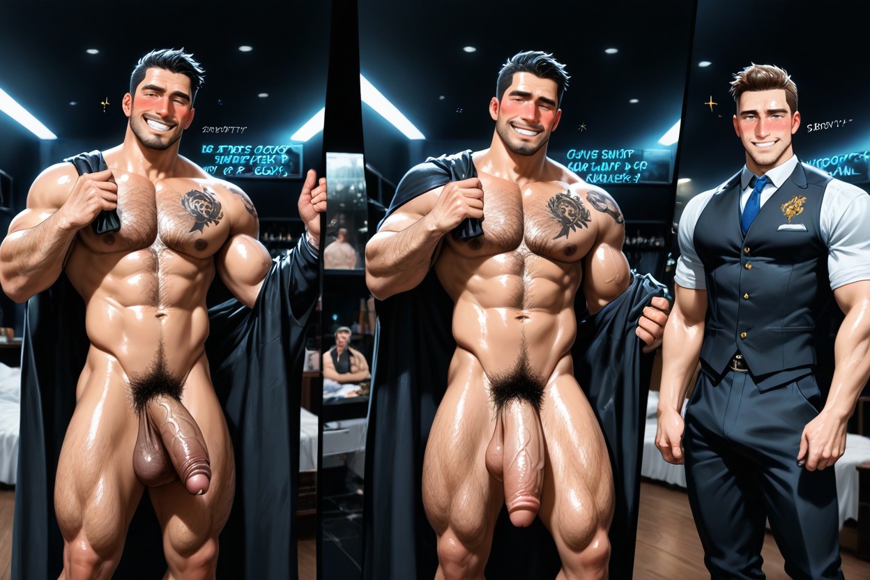 Naked, Very Hairy, Penis Porno IA Gay