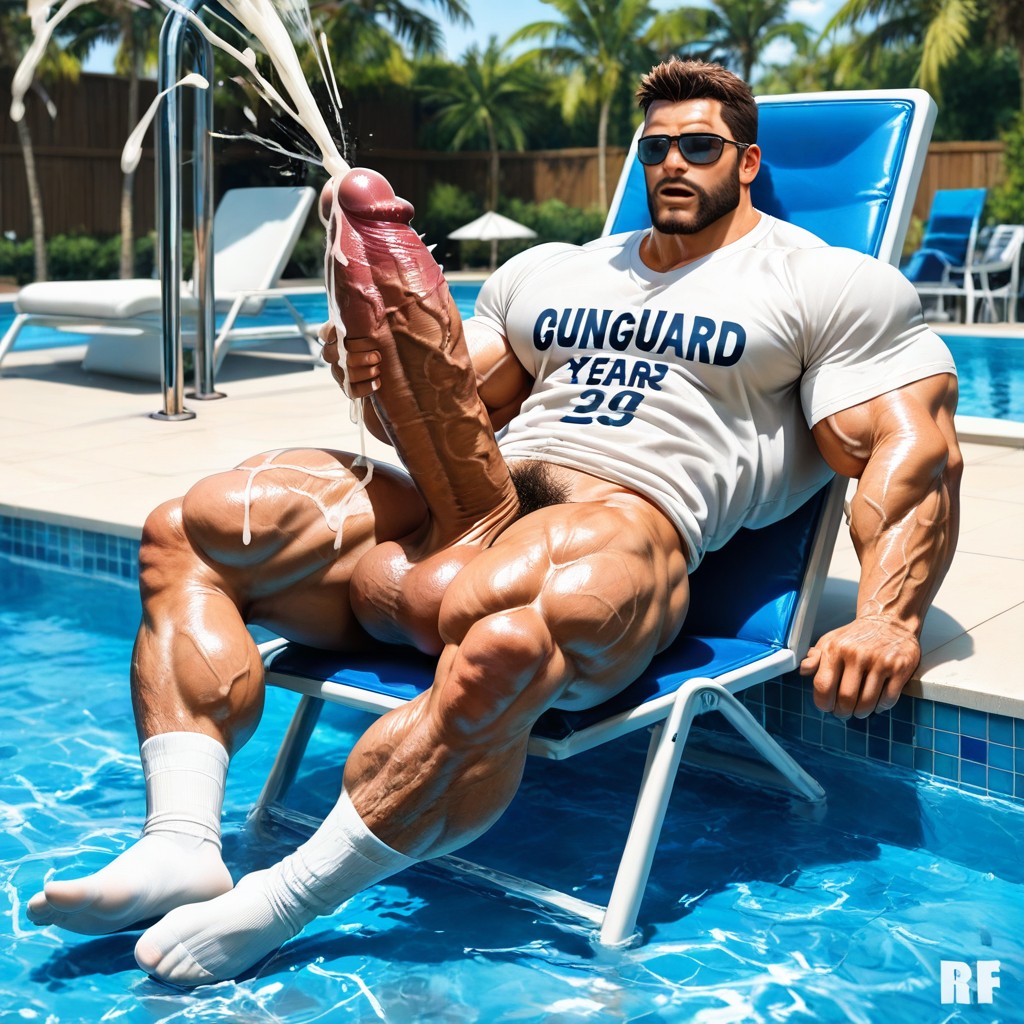 Muscles Surdimensionnés, Reclining, Measuring Tape Porno IA Gay