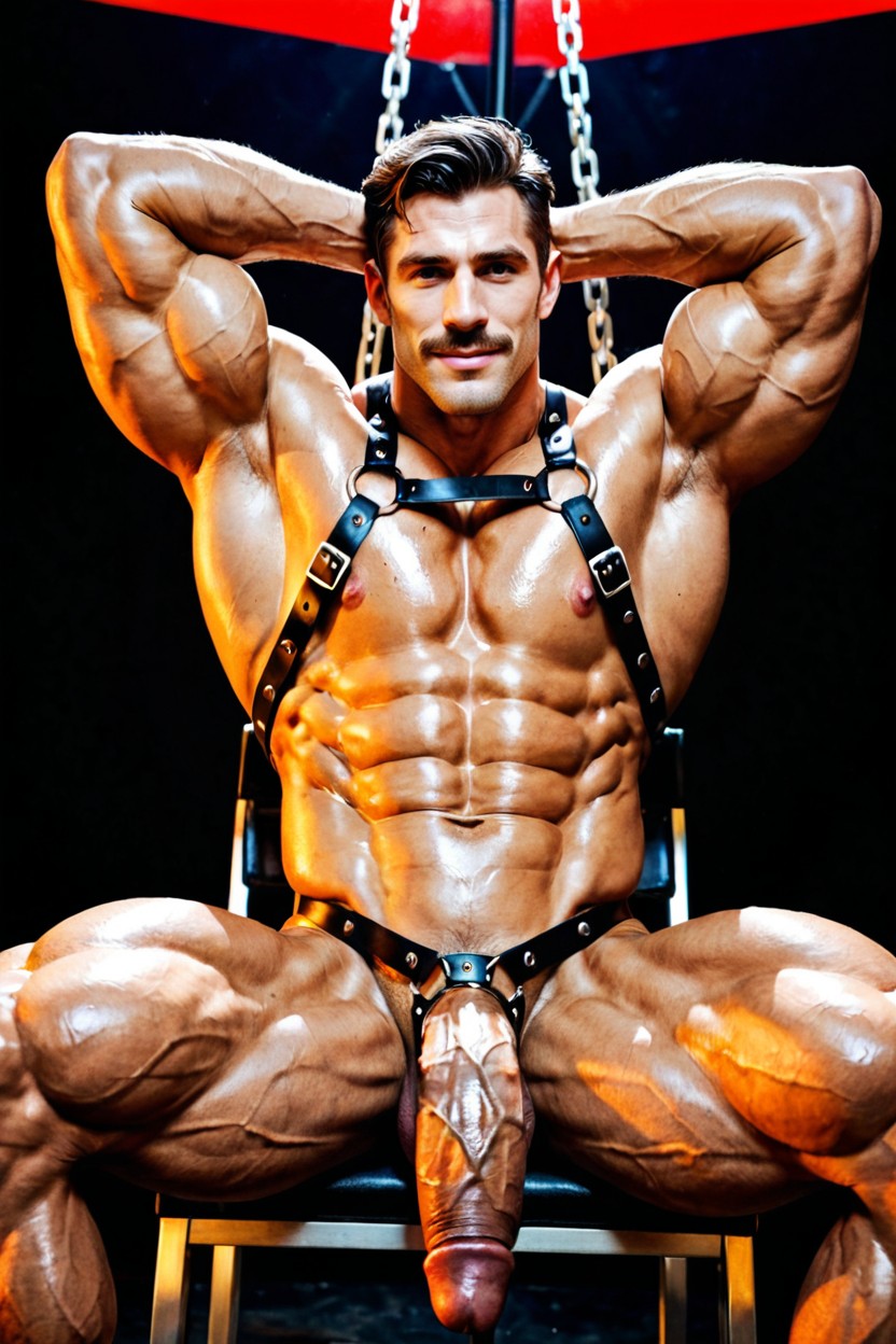 Metal Chain Around Neck, Gagball, Completely Naked ゲイAIポルノ