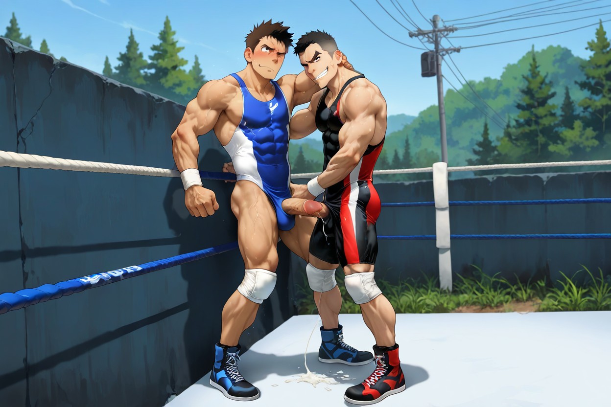 Wrestling Singlet, One Man Horny, Hand Behind Head 게이 AI 포르노