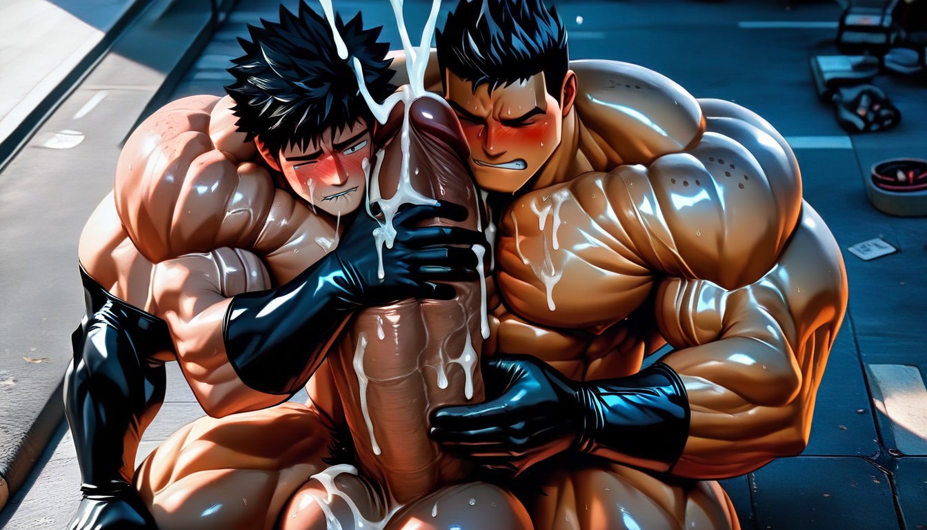 Choqué, Black Hair, Éjaculation Porno IA Gay