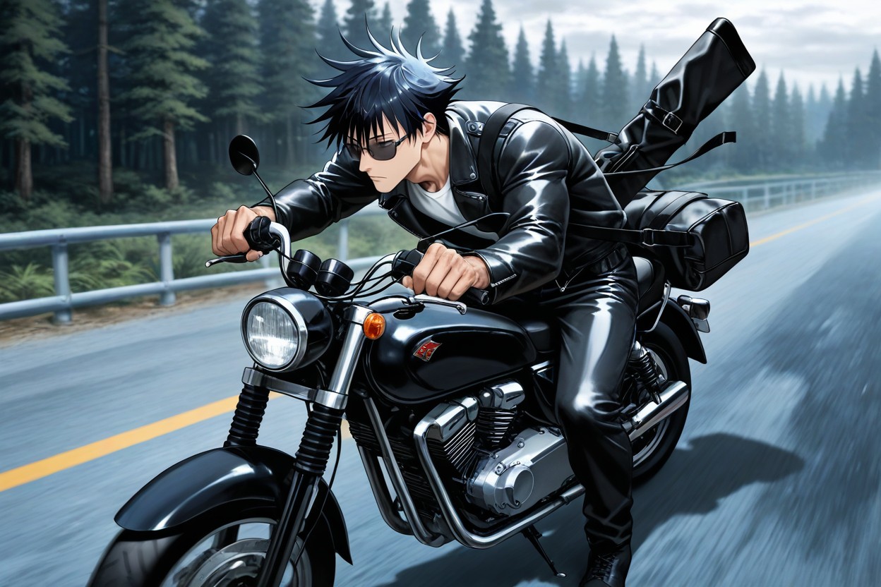 Muted Colors, Sharp Focus On Man And Bike, Unshaven ゲイAIポルノ