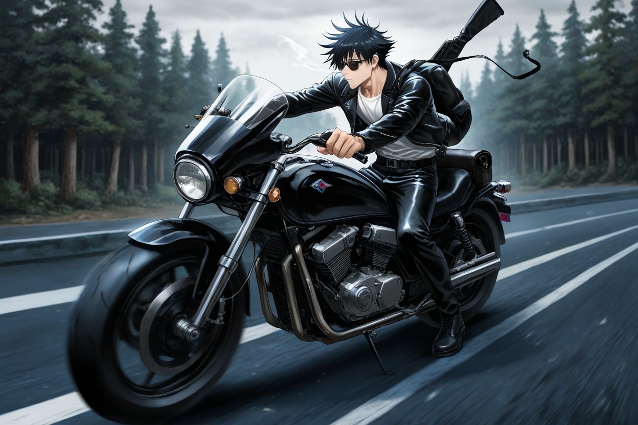 Hair Flying Back, Black Leather Pants, Dramatic Lighting ИИ гей порно
