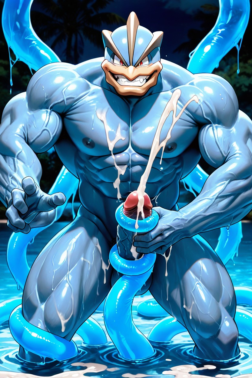 Machamp, Excessive Cum Projectiles, Perfect Penis ИИ гей порно