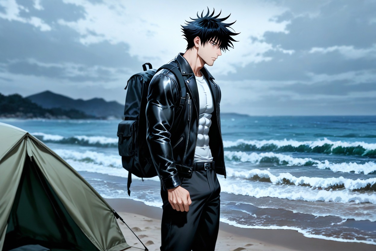 Gray Tones, Toji Fushiguro, Looking At Sea 게이 AI 포르노