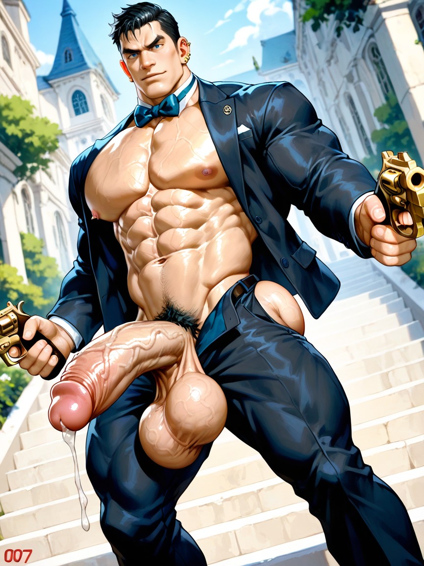 Massive Pecs, Dynamic Action Pose, Oversized Pulpy Bulging Hyper Heavy Hard Veiny Masculine Pecs ゲイAIポルノ