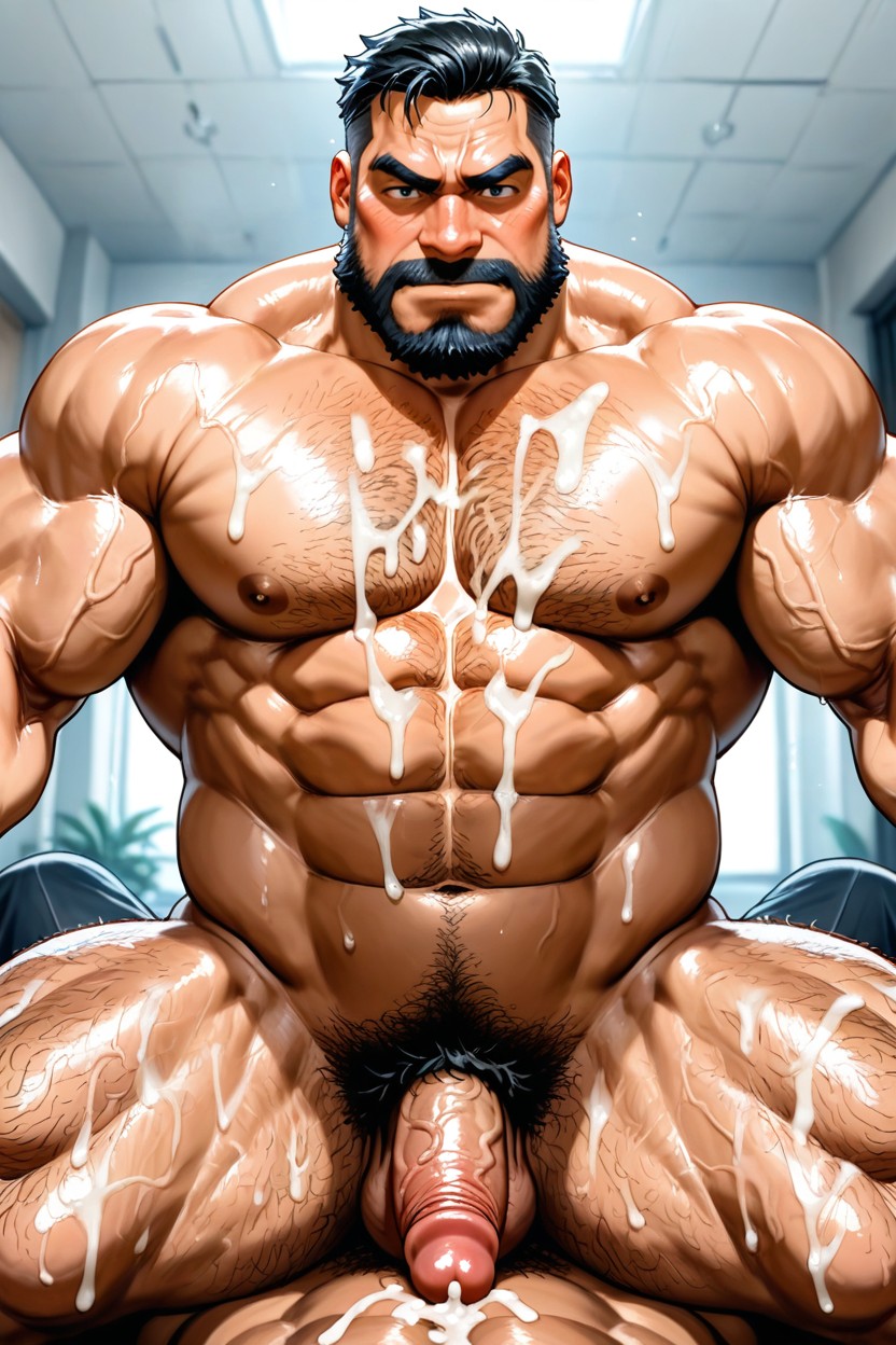 Trimmed Beard, 2 Personnes, Dominant Man Has A Fit Muscular Abdomen Porno IA Gay