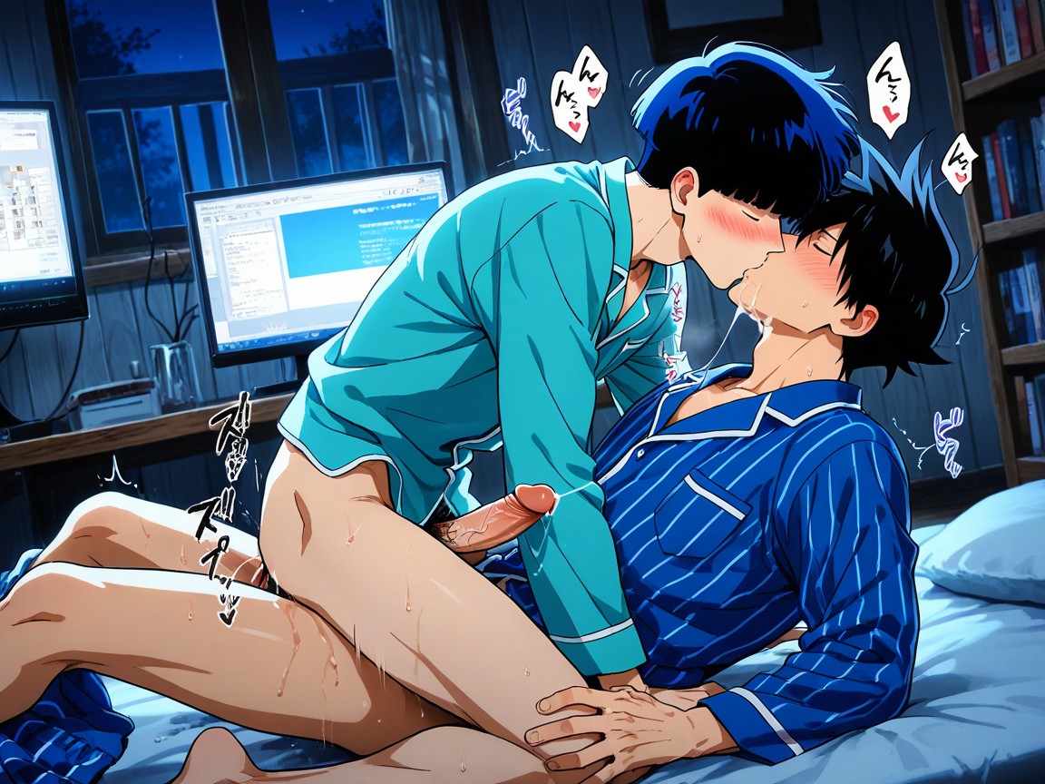 Blush, Pajamas, Sitting Porno IA Gay