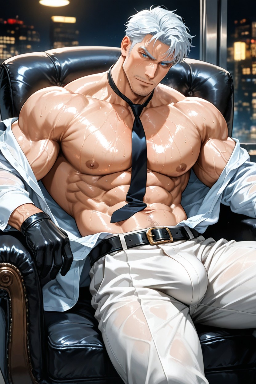 Gigantic Bulge In Pants, Courte Longueur, Sharp Blue Eyes Porno IA Gay