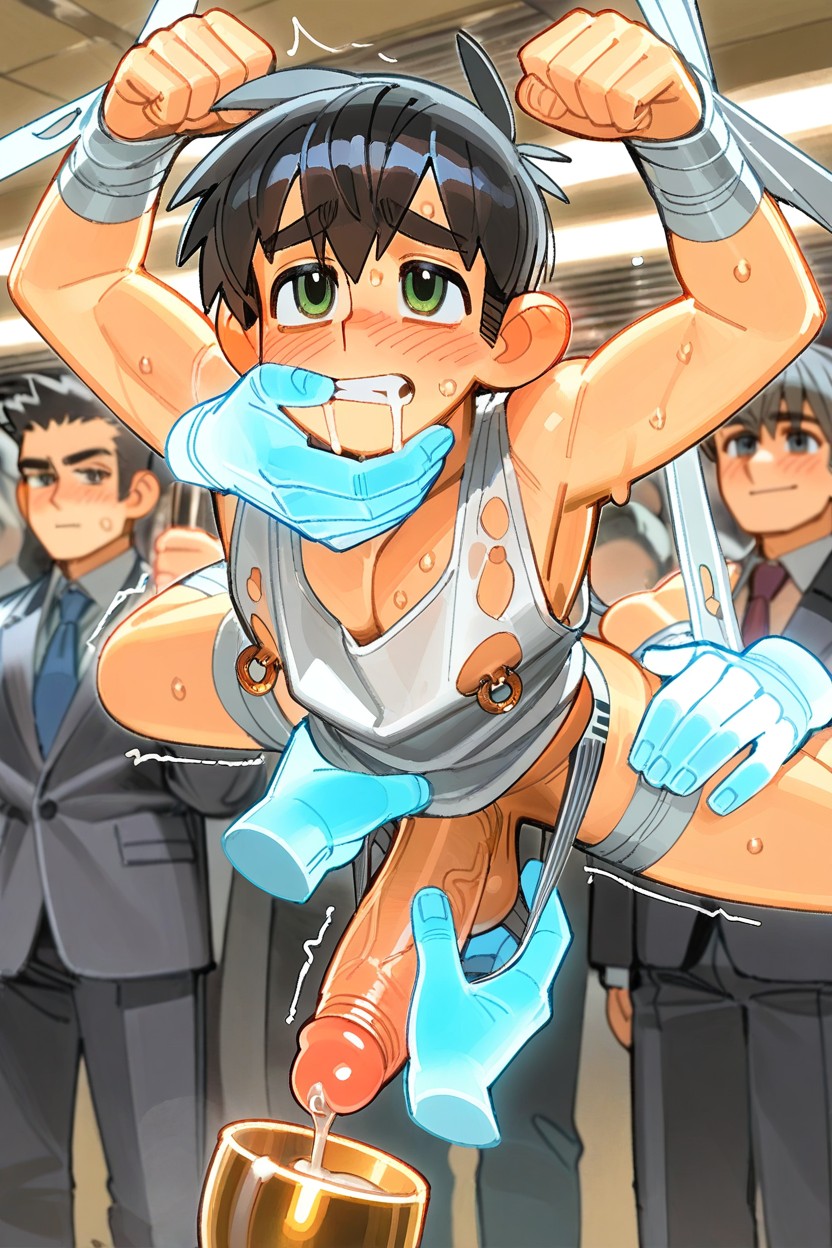 Brazlian, Sweaty, Suspended By Bandages From Ceiling ゲイAIポルノ