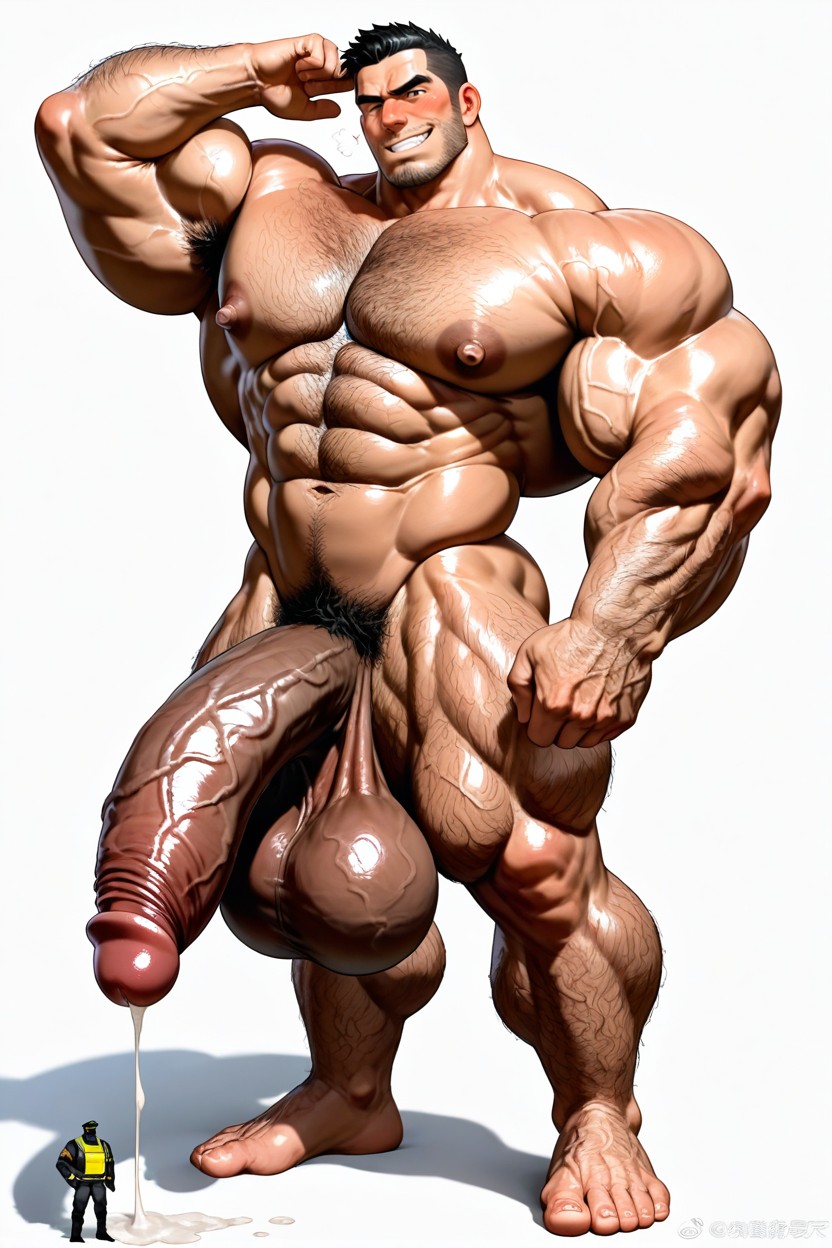 Chest Hair, Tall Muscular Physique, Light Skinned Black Man AI Gay Porn
