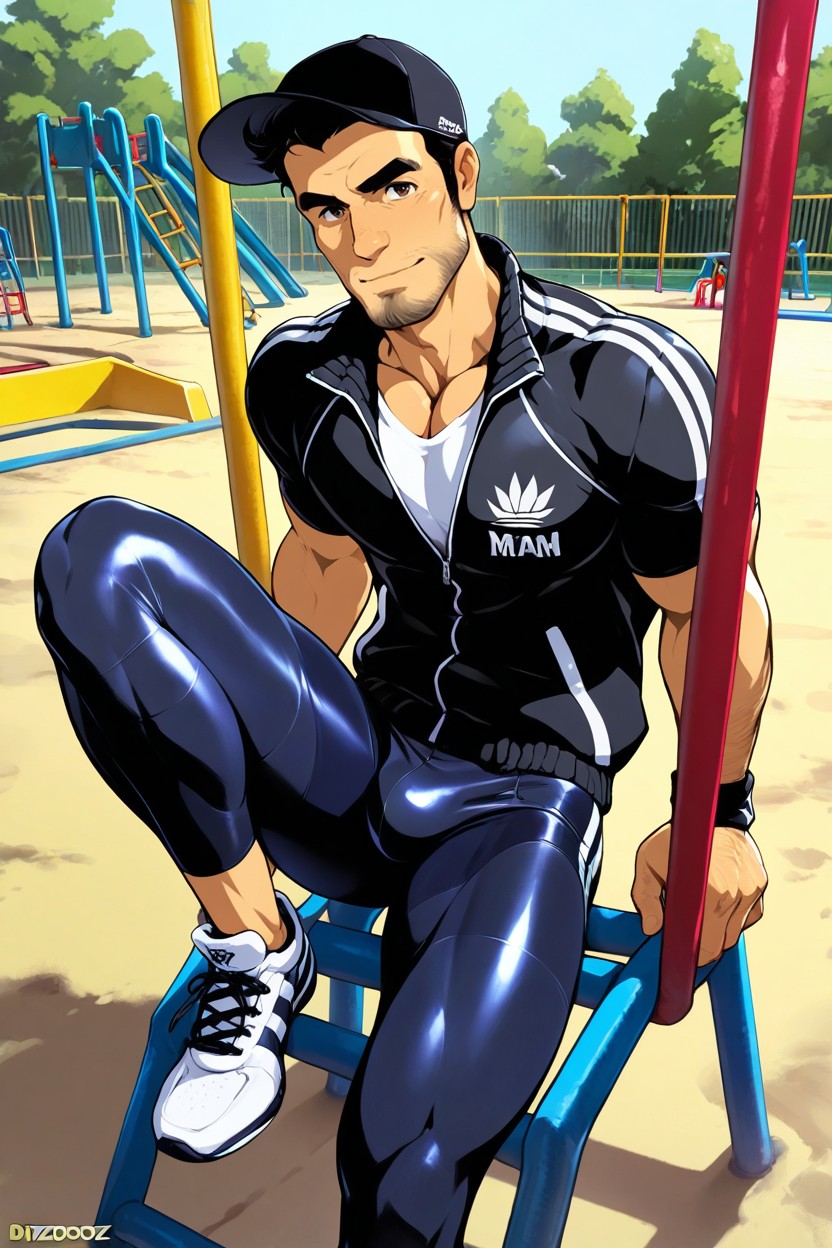 Urban Park, +, Stocky Man AI Gay Porn