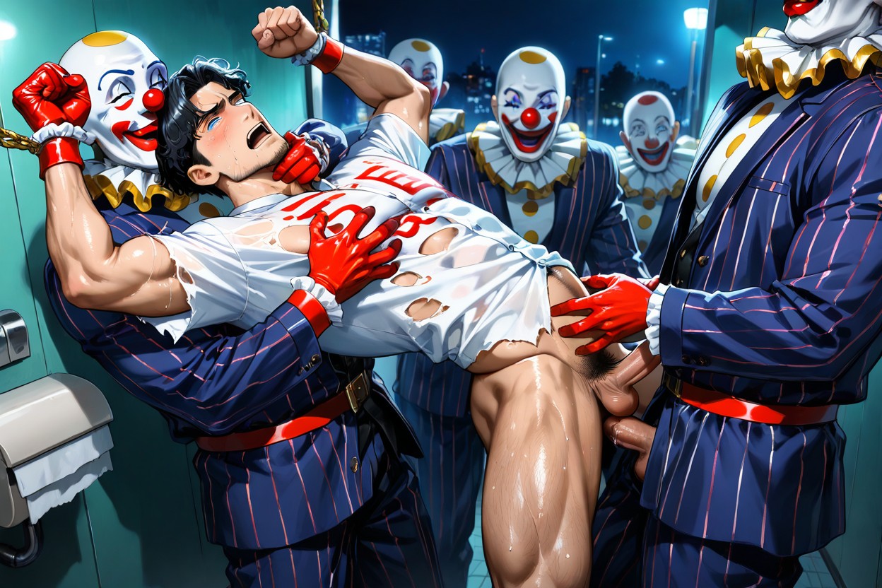 Groping, All Limbs Held Down, Clown Hand Grabing Wrist AI Gay Porn