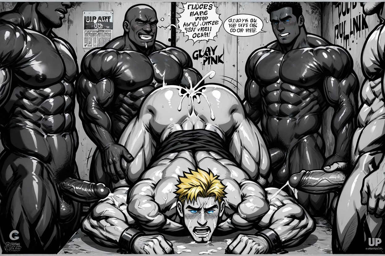 Toned, Black Male With A Big Dick, Blond Bottom AI Gay Porn