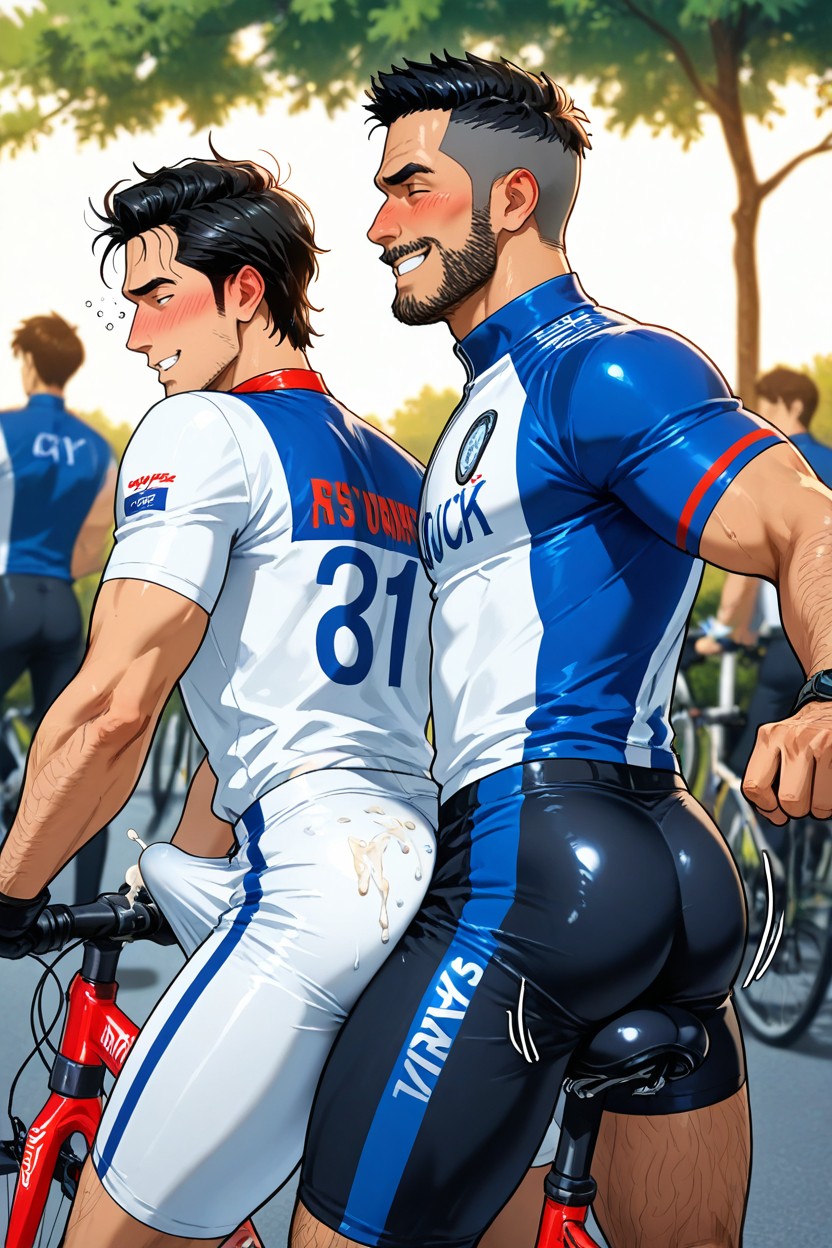 Buttjob, The Man Behind Is Older And Has An Orgasm Face, Medium Ass AI Gay Porn