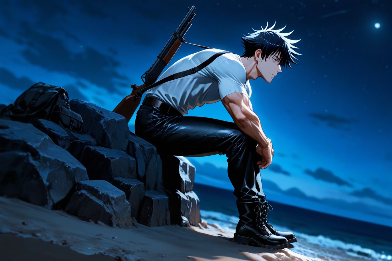 Night, Hunched Back, Muscular AI Gay Porn