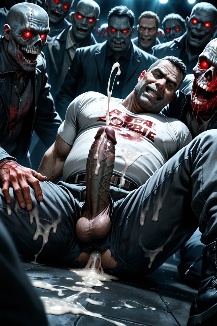 Gray Skin, Photorealistic, Gray Skin Zombie AI Gay Porn