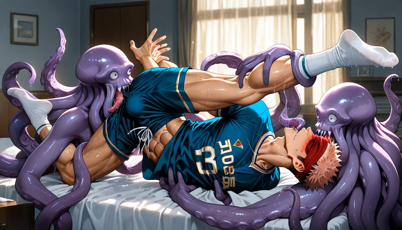 Texture, Kraken Licking Itadori Yuuji’s Nipples, Kraken Holding Itadori Yuuji Up In The Air AI Gay Porn