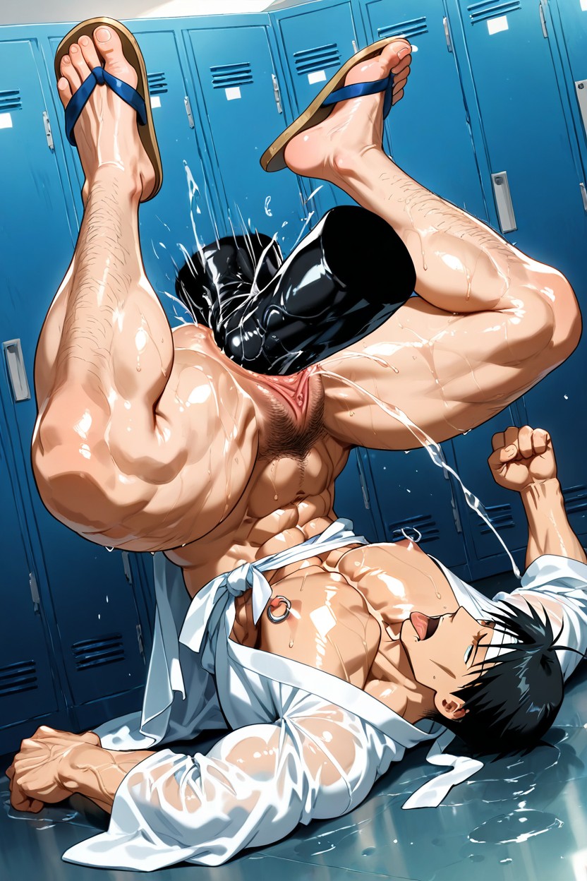 Roy Mustang As Transman, Arms Deep Inside Anus, Laying On Back AI Gay Porn
