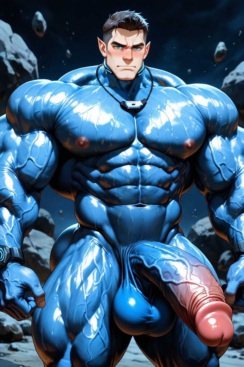 Hyper Chest, Frontansicht, Masculine KI Schwulenporno