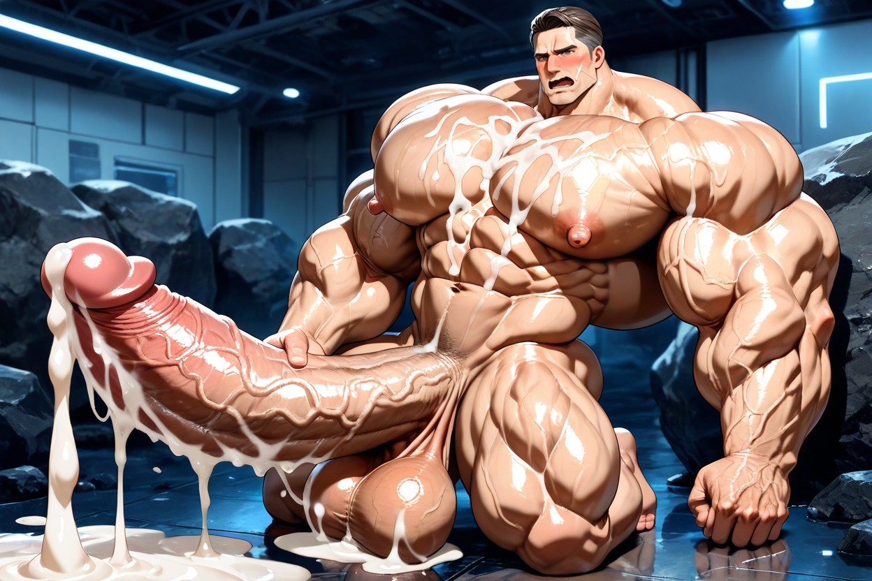 Oversized Muscles, Hand Holding Penis, 25+ AI Gay Porn