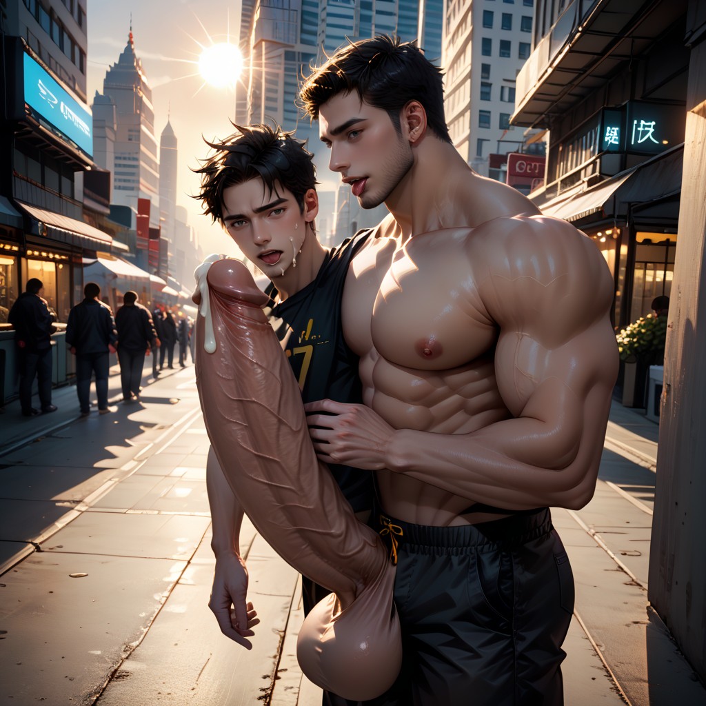 Uncut Hyper Cock Bigger Than Leg, No Extra Limbs Or Digits, Cumshot AI Gay Porn