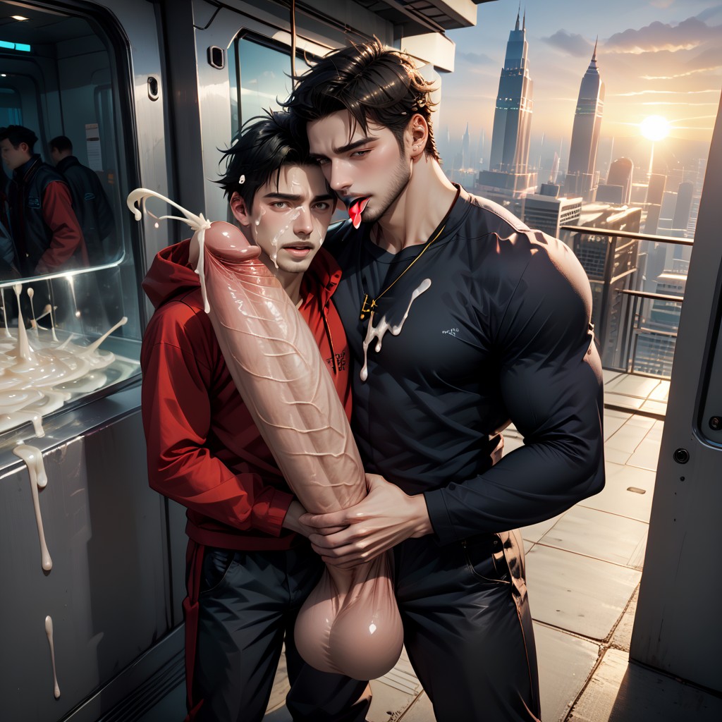 Cum In Face, Male Only, Licking Cock AI Gay Porn