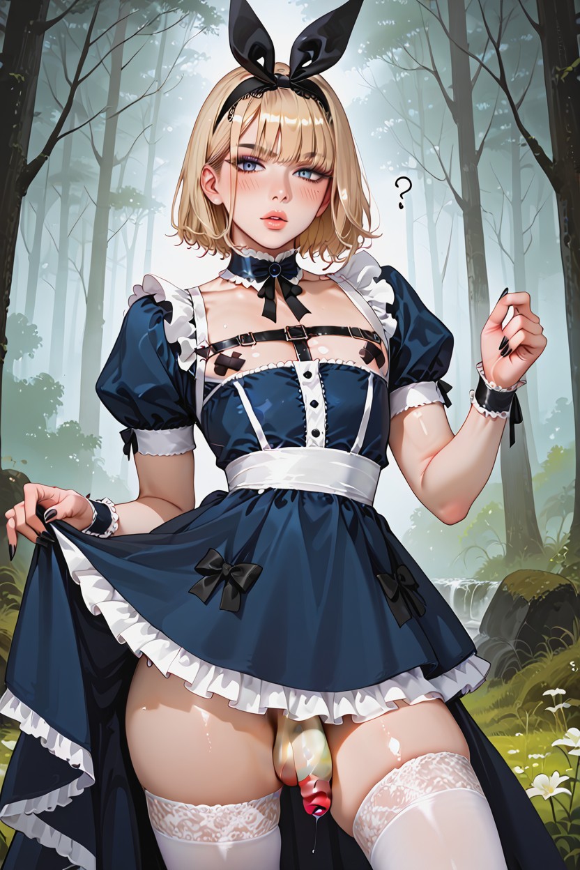 Blue Slutty Dress, Ultra High Detail, Erect Penis AI Gay Porn