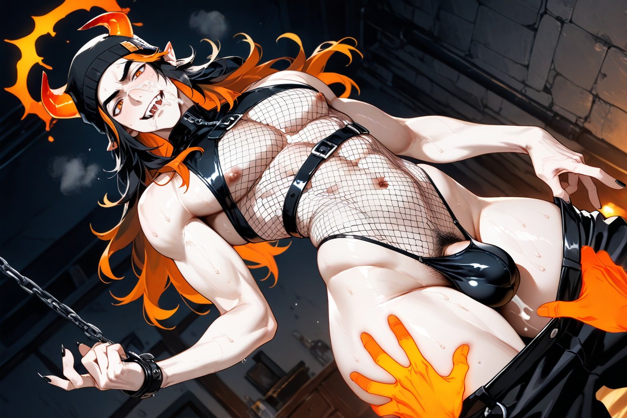 Punk, Sweaty, Orange Eyes AI Gay Porn