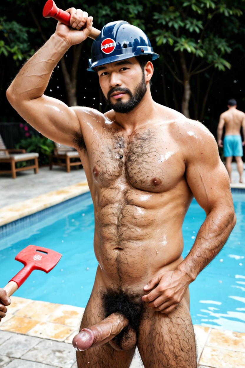 Idol Korean Man, Hyper Hairy Pubes, Very Hairy Man AI Gay Porn