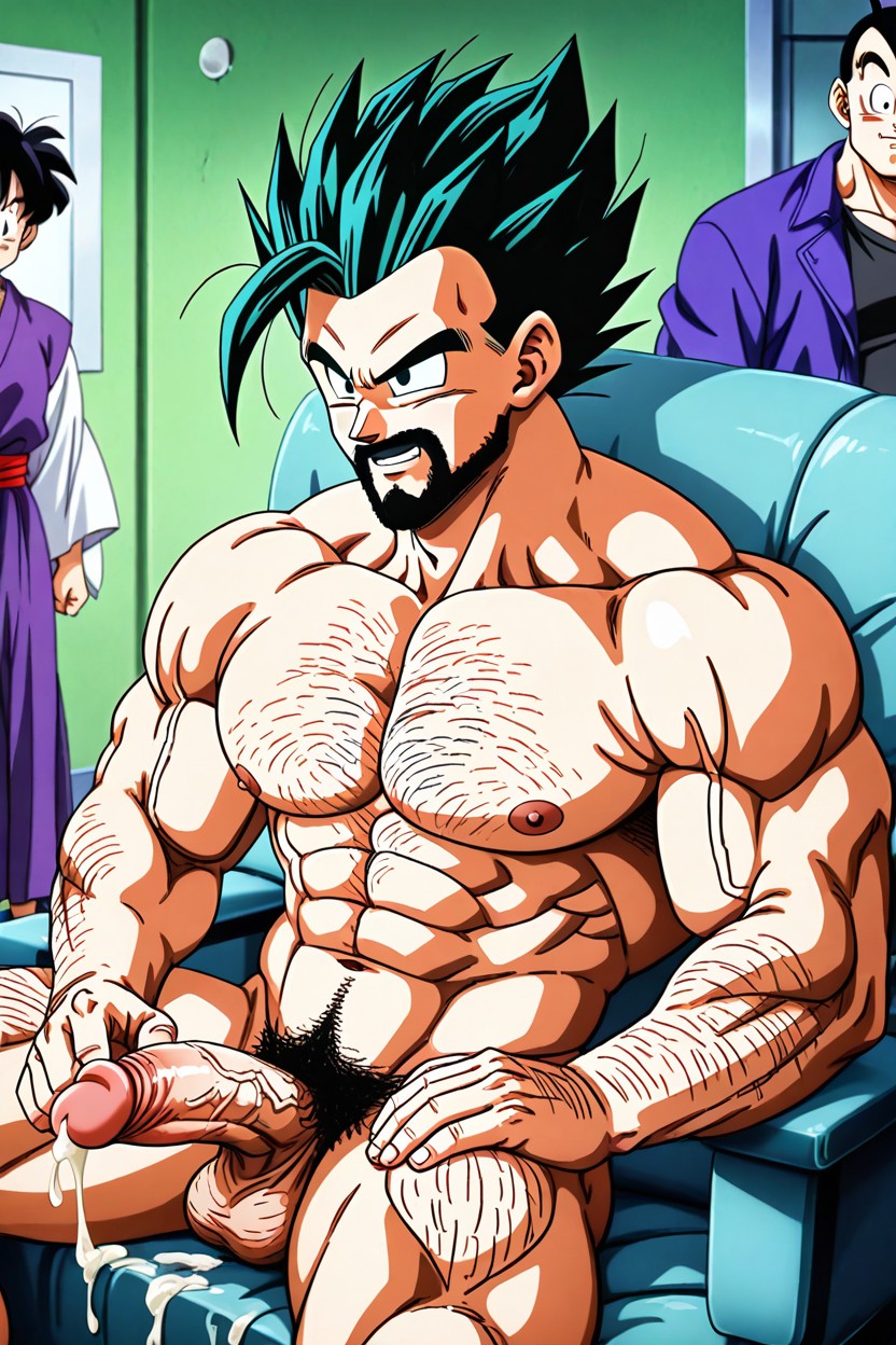 Fuckboy Sex Gohan, Beard Penis, Side View AI Gay Porn
