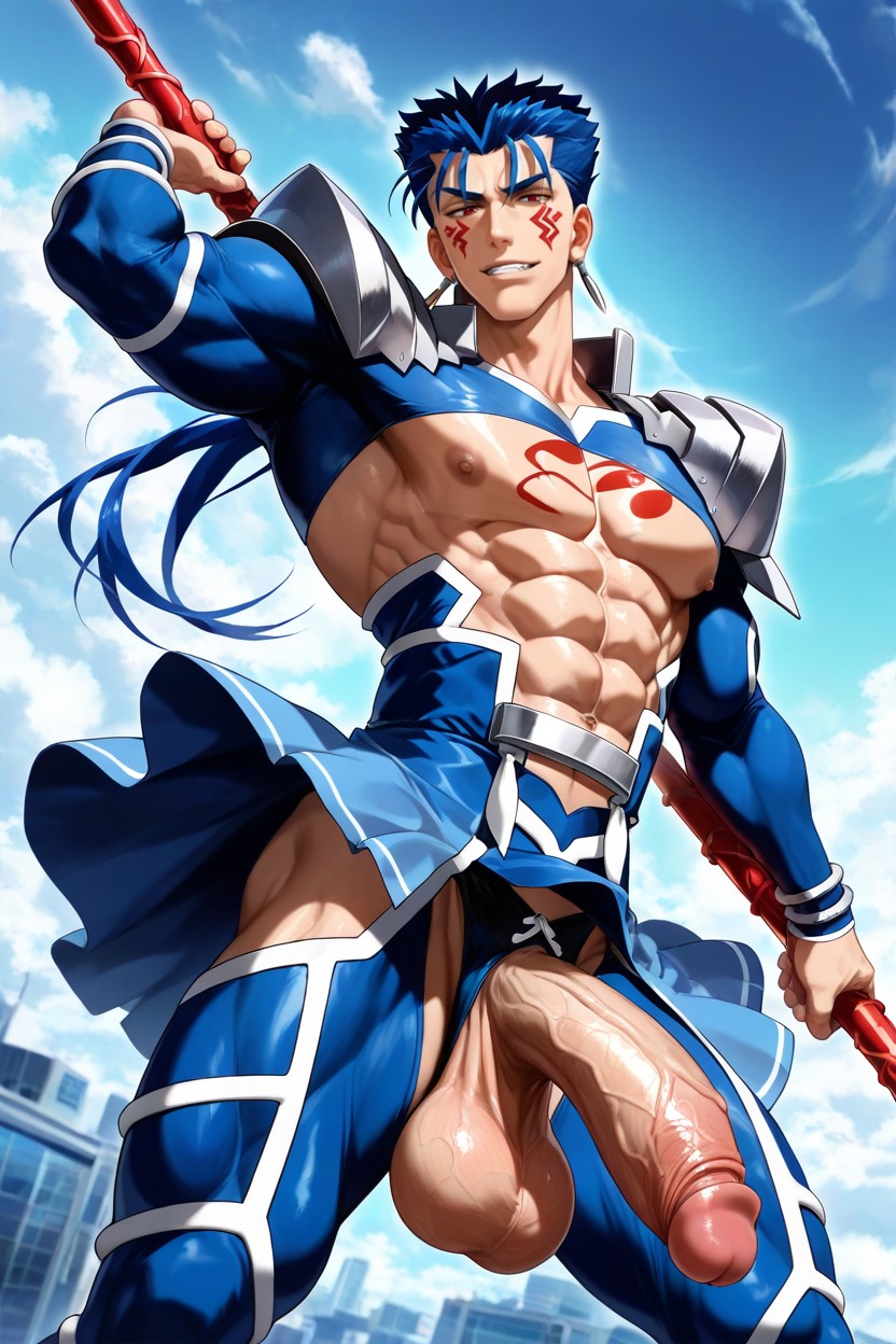 Not Overly Bulky Muscle, Skinny, Manly AI Gay Porn