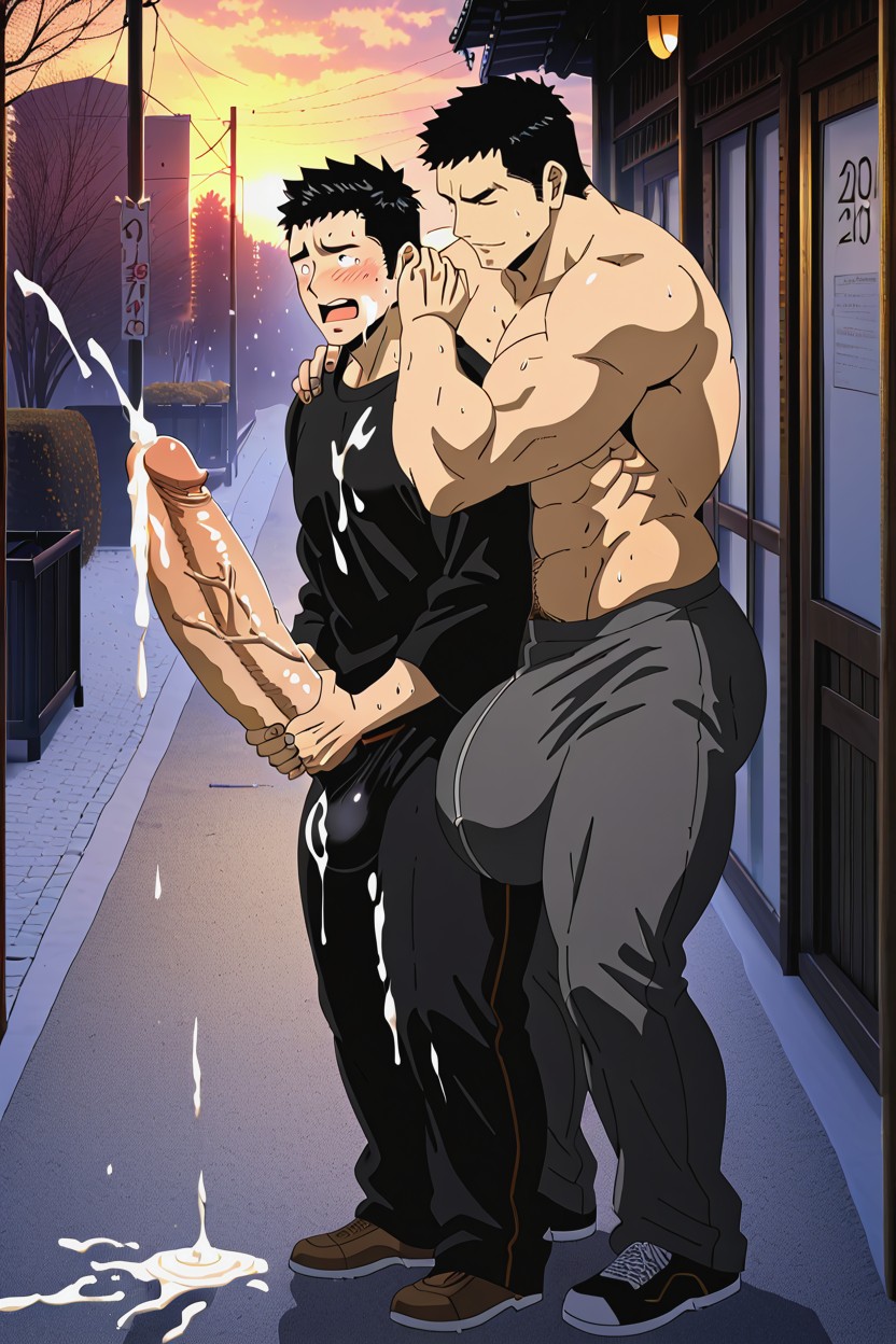 Cumshot, Embarassed, Giant Hyper Pants Bulge AI Gay Porn