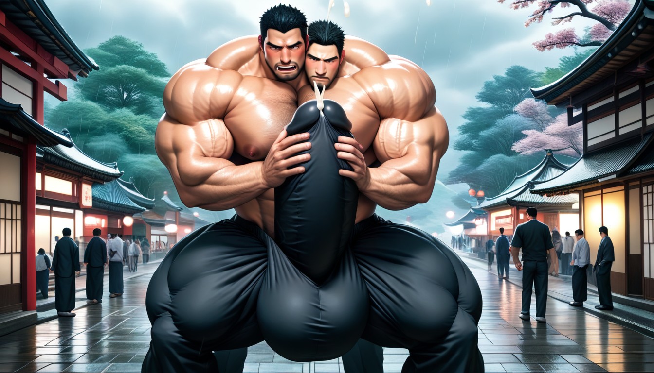 Gigantic Cock, Tongue Out, Precum On Tip AI Gay Porn