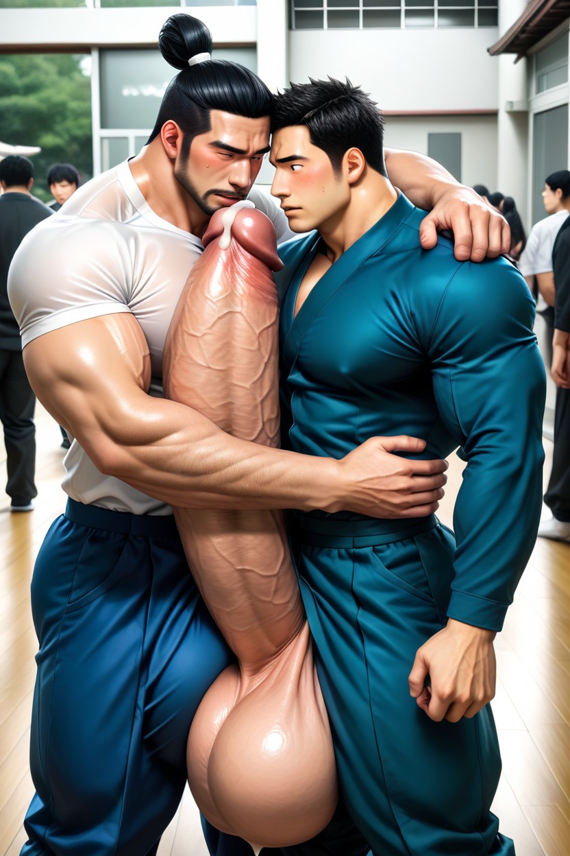 Penis Base Is Realistically Attached To Crotch, Longitud Media, Giant Hyper Pants Bulge Porno gay IA