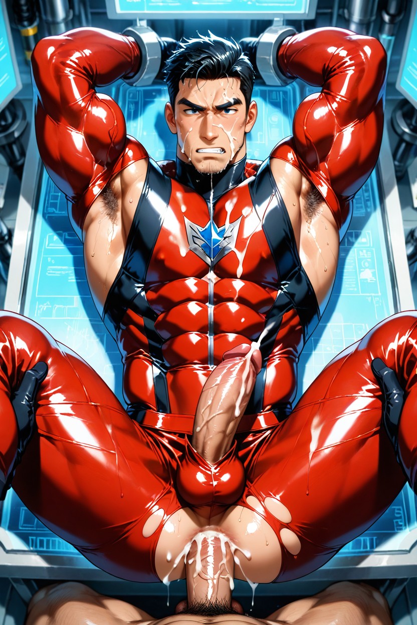 And He Is Restrained In The Missionary Position By Strong Men, 25+, Sweaty AI Gay Porn
