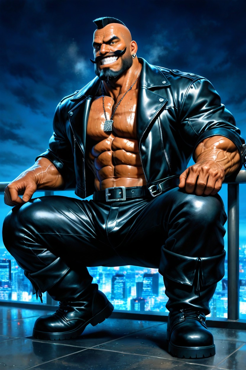 Muscular Pecs, Huge Military Boots, Big Steel Necklaces AI Gay Porn