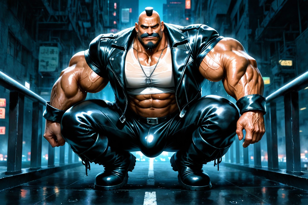 Muscular Pecs, Hyper Arms Bigger Than Legs, Smiling Mouth Open AI Gay Porn